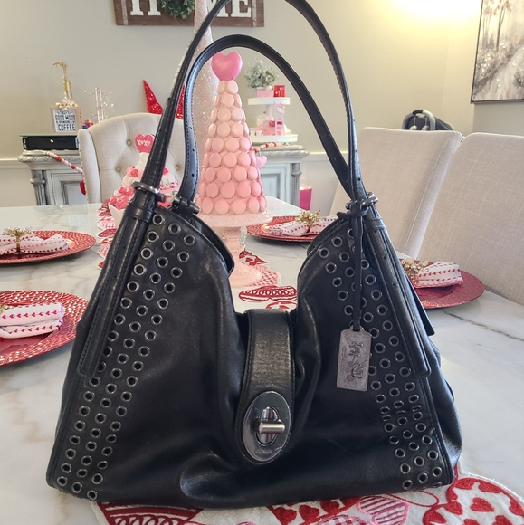Coach Black Shoulder Bag with Silver Accents - Picture 3 of 10